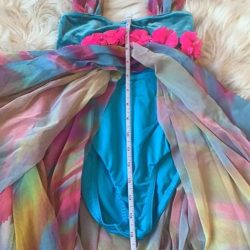 Costume Gallery multi color dance costume. Lyrical. Solo.  Blue Pink Med Child